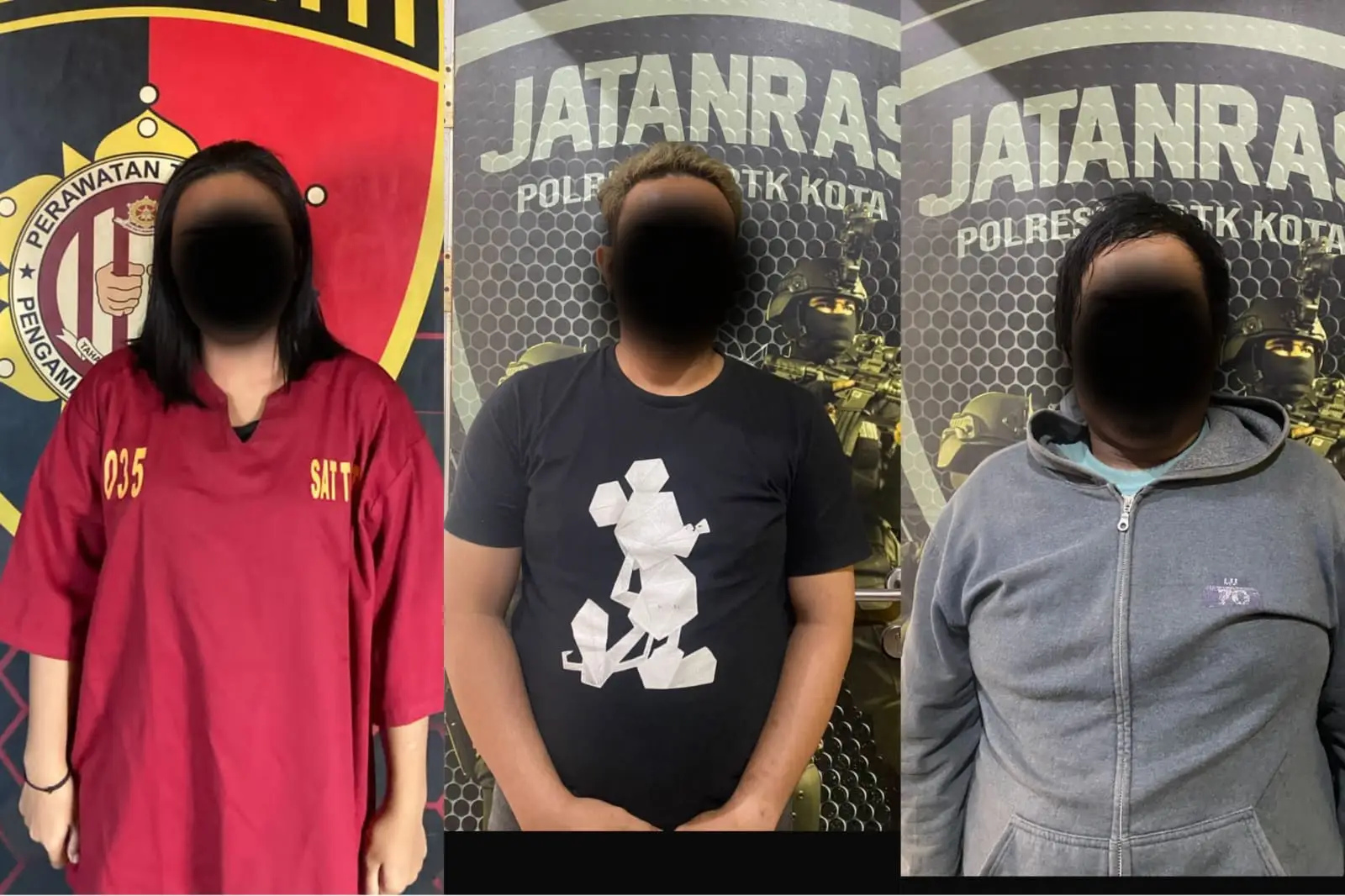 Ketiga pelaku penggelapan mobil rental yang diamankan. (Sumber: Humas Polresta Pontianak)